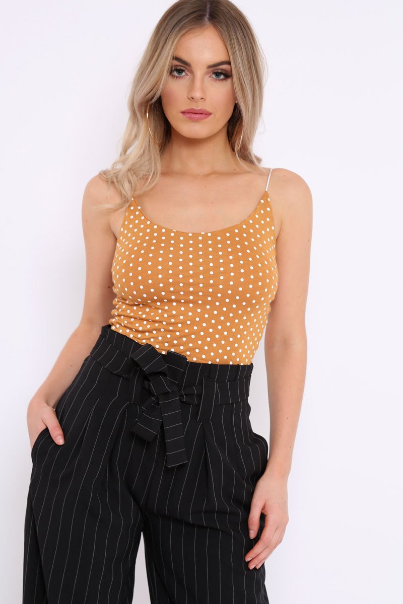 Tan Polka Dot Crop Top - Synove-Crop Tops