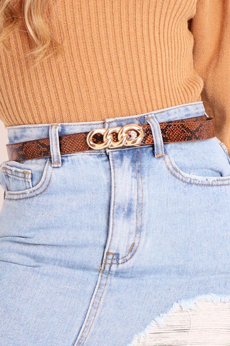 Tan Snake Chain Buckle Belt - Trula-Belts