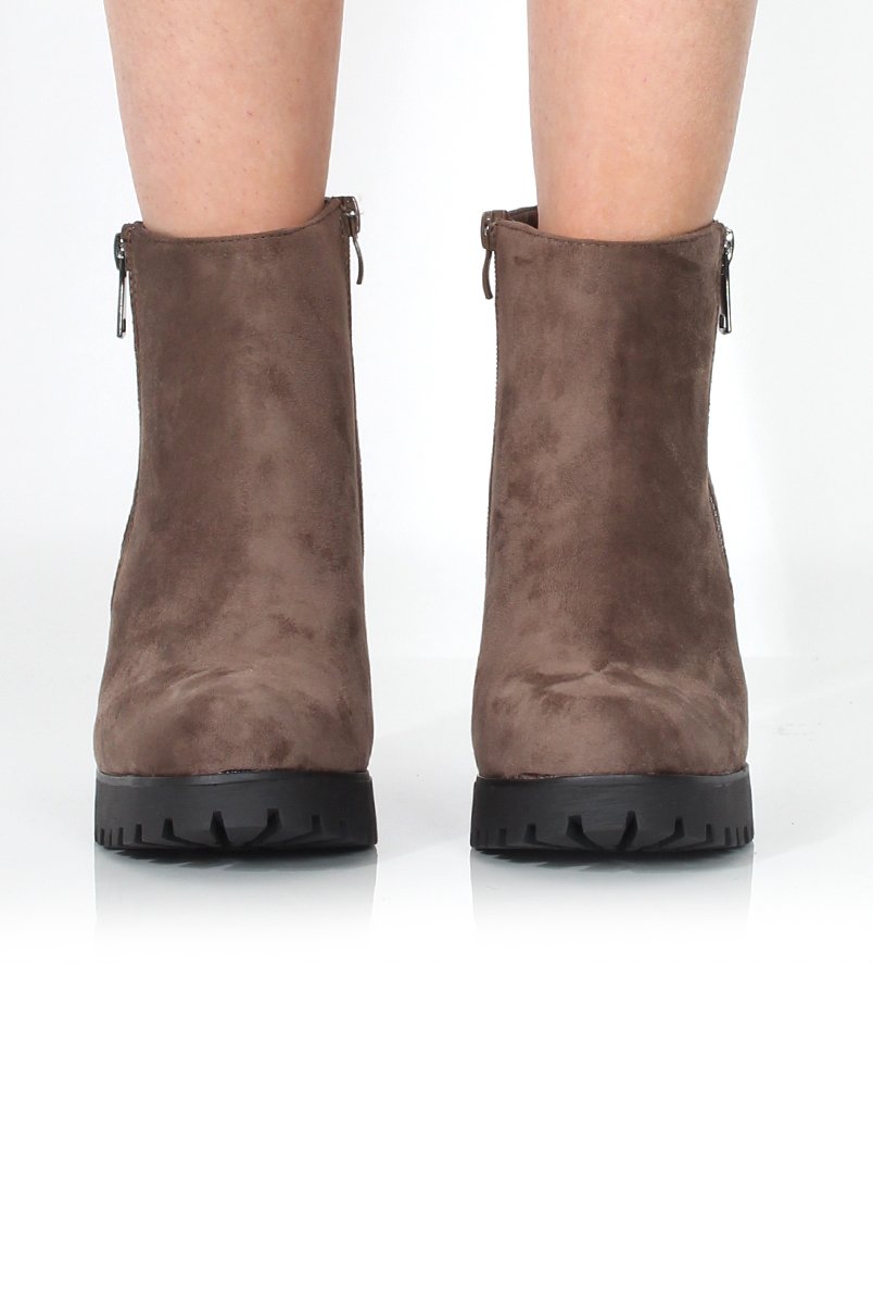 Tanya Khaki Suede Heeled Boot-Heels