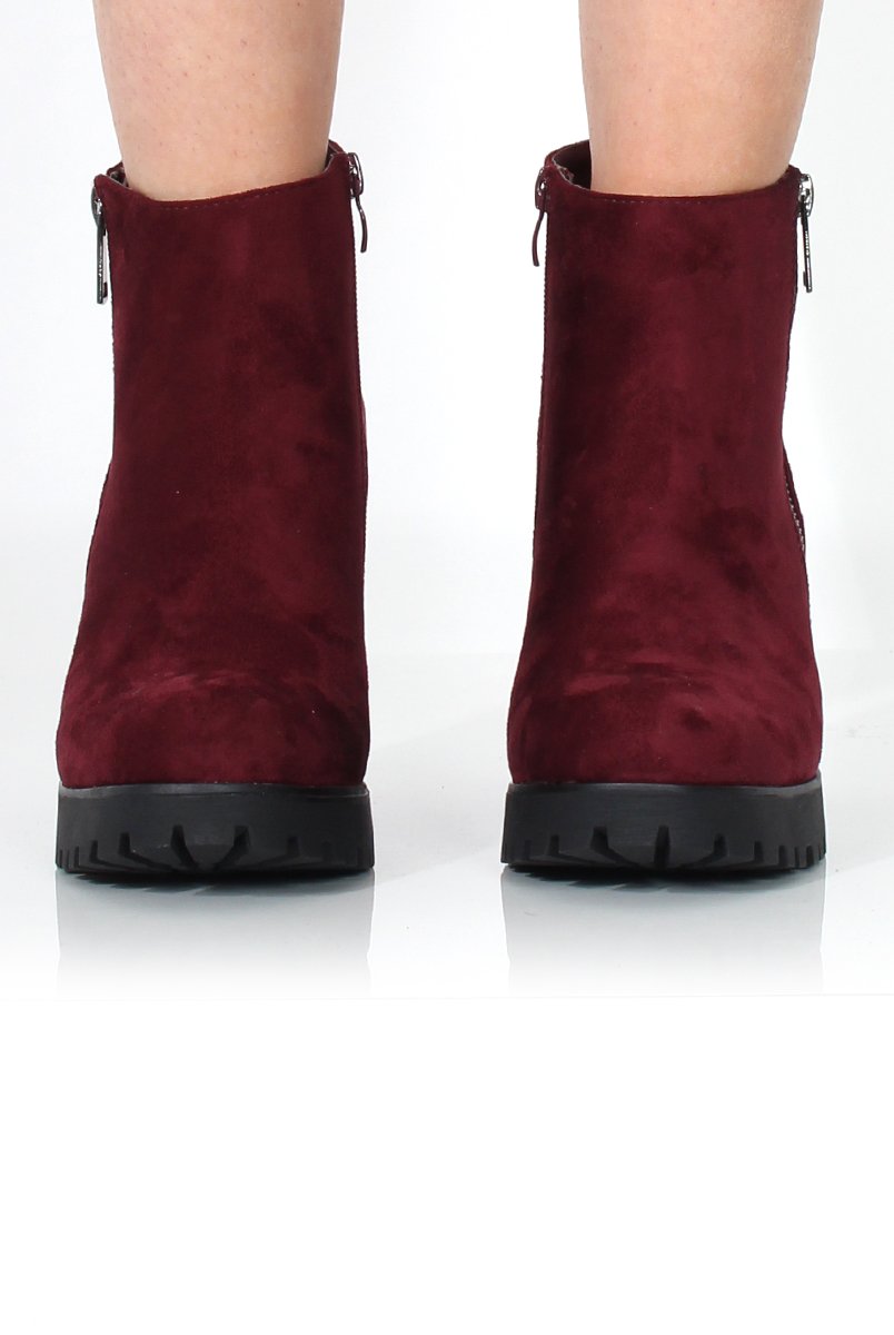 Tanya Wine Suede Heeled Boot-Heels