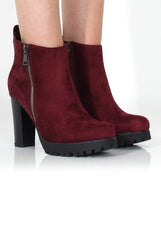 Tanya Wine Suede Heeled Boot-Heels