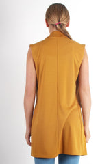 Tara Mustard Sleeveless Coat-Coats