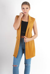 Tara Mustard Sleeveless Coat-Coats