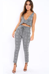 Tartan Frill Hem Crop Top - Keya-Crop Tops