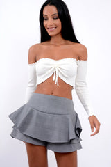 Tartan Frill High Waisted Shorts - Claudelle-Shorts