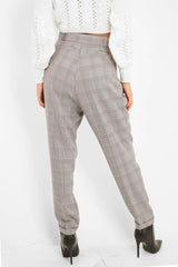 Tartan High Waist Tapered Cigarette Trousers - Maddy-Trousers