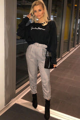 Tartan High Waist Tapered Cigarette Trousers - Maddy-Trousers