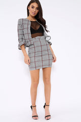 Tartan Hounds-Tooth Frill Hems Jacket - Fina-Jackets