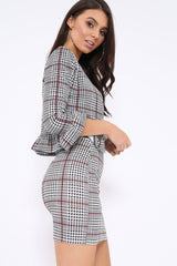 Tartan Hounds-Tooth Frill Hems Jacket - Fina-Jackets