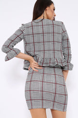 Tartan Hounds-Tooth Frill Hems Jacket - Fina-Jackets