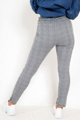 Tartan Paper Bag Tie Waist Cigarette Trousers - Karmen-Trousers