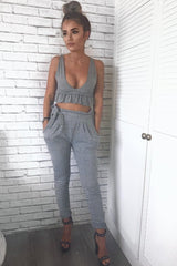 Tartan Paper Bag Tie Waist Cigarette Trousers - Karmen-Trousers