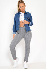 Tartan Paper Bag Tie Waist Cigarette Trousers - Karmen-Trousers