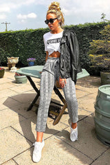 Tartan Paper Bag Tie Waist Cigarette Trousers - Karmen-Trousers