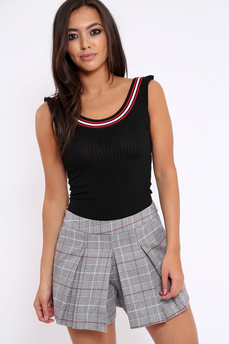 Tartan Pleated Mini Shorts - Leonie-Shorts