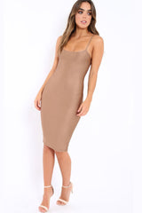 Taupe Bodycon Midi Dress - Meli-Dresses