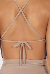 Taupe Ruched Side Dress - Allisa-Dresses