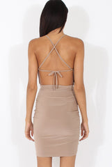 Taupe Ruched Side Dress - Allisa-Dresses
