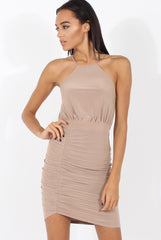 Taupe Ruched Side Dress - Allisa-Dresses