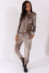 Taupe Velvet Stripe Tracksuit - Armani-Tracksuits