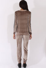 Taupe Velvet Stripe Tracksuit - Armani-Tracksuits