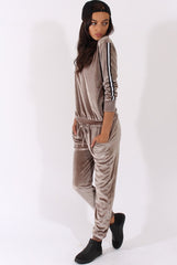 Taupe Velvet Stripe Tracksuit - Armani-Tracksuits