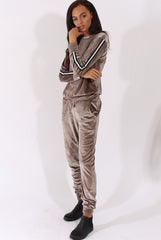 Taupe Velvet Stripe Tracksuit - Armani-Tracksuits