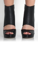 Taylor Black Snakeskin Panel Heels-Heels