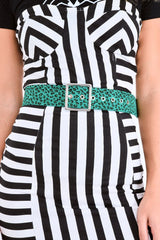 Teal Leopard Print Wide Belt - Myanni-Belts