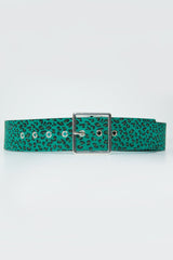 Teal Leopard Print Wide Belt - Myanni-Belts