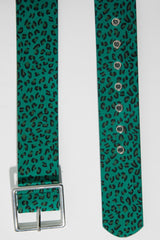 Teal Leopard Print Wide Belt - Myanni-Belts