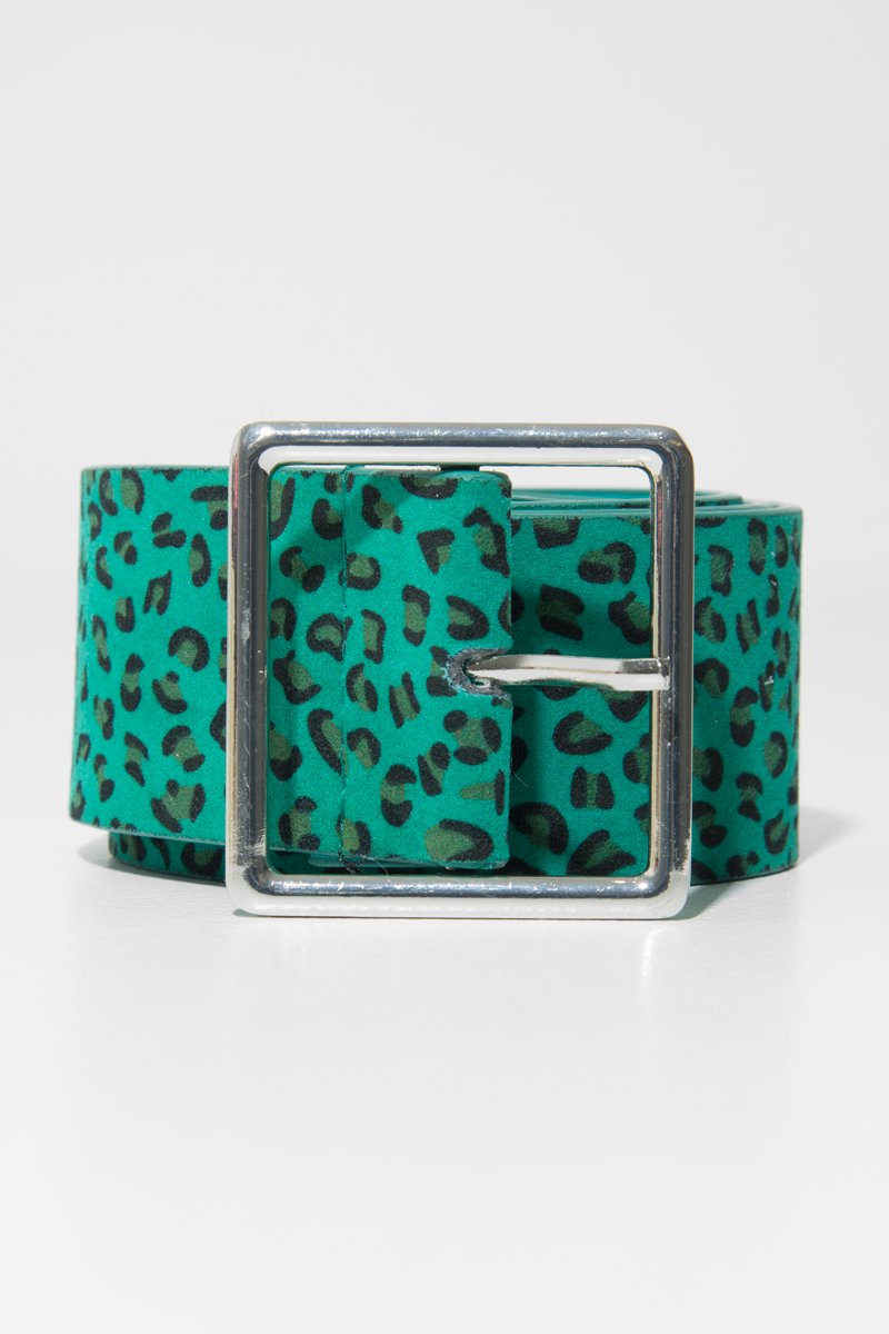 Teal Leopard Print Wide Belt - Myanni-Belts
