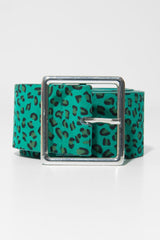 Teal Leopard Print Wide Belt - Myanni-Belts