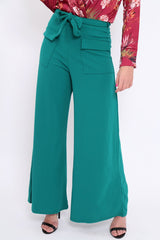 Teal Wide Leg Trousers - Yari-Trousers