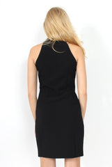 Tia Black Plunge Pocket Dress-Dresses