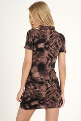 Tie Dye Lace Up Dress - Abby-Dresses