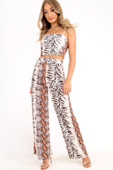 Tiger Print Wide Leg And Crop Top Co-Ord -Sanvi-Co-ords