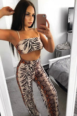 Tiger Print Wide Leg And Crop Top Co-Ord -Sanvi-Co-ords