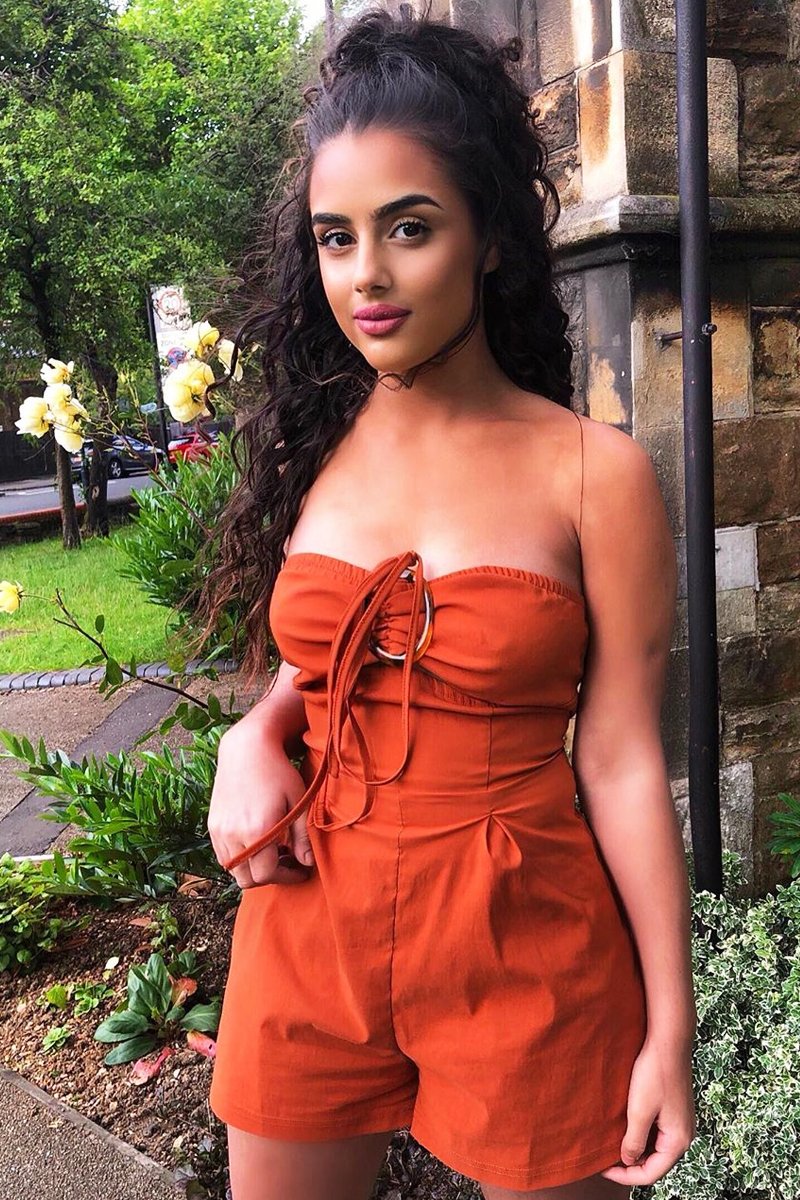 Toffee Resin Buckle Tie Detail Halterneck Playsuit - Jules-Playsuits