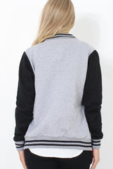 Tomo Grey And Black Baseball Jacket-Jackets