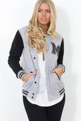 Tomo Grey And Black Baseball Jacket-Jackets