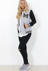 Tomo Grey And Black Baseball Jacket-Jackets