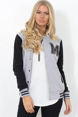 Tomo Grey And Black Baseball Jacket-Jackets