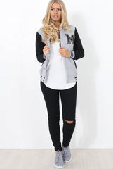 Tomo Grey And Black Baseball Jacket-Jackets