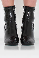 Tori Black PU Clear Heel Ankle Boot-Heels