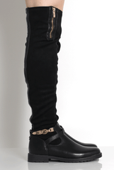 Tori Black Suede Over The Knee Boots-Boots