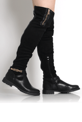 Tori Black Suede Over The Knee Boots-Boots