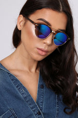 Tortoise Shell Mirrored Lens Aviator Sunglasses - Annica-Sunglasses
