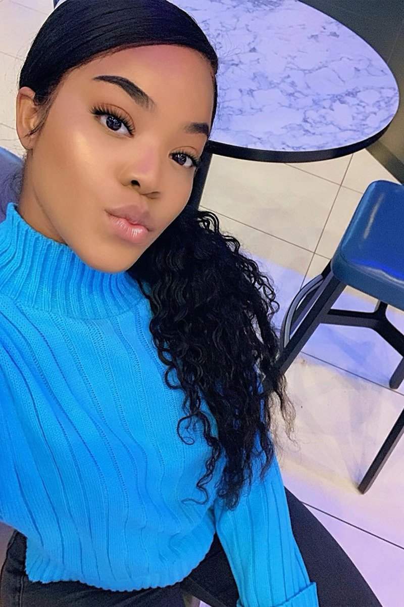 Turqouise Knit High Neck Jumper - Jaelynn-Jumper