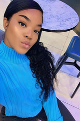 Turqouise Knit High Neck Jumper - Jaelynn-Jumper